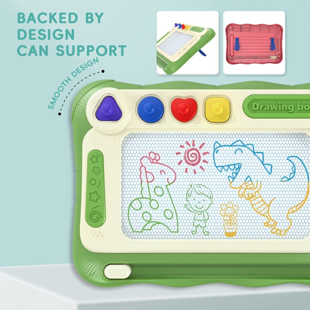 Kids Drawing Board Easel Upgraded with 4 Stamps & Paintbrush – Sturdy Legs Brackets Early Learning Art Toy for Toddlers Boys Girls Ages 3-8 Birthday Easter Christmas Gift Blue Pink Green