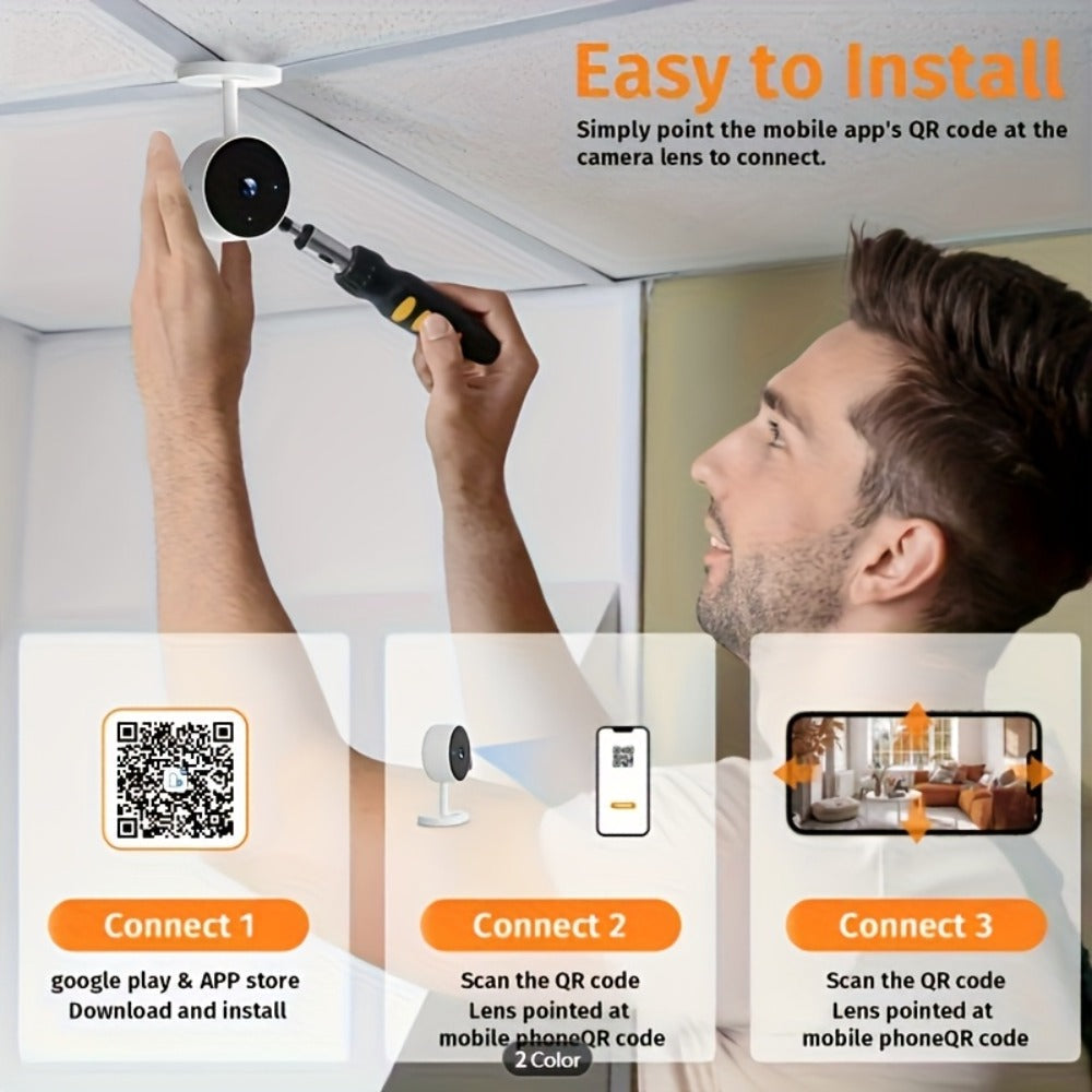 2K 3MP Card-Style WiFi Security Camera Indoor 5G & 2.4G Dual Band Night Vision Motion Detection Two-Way Audio Alexa Google Home Compatible Cloud & SD Card Storage CW1303
