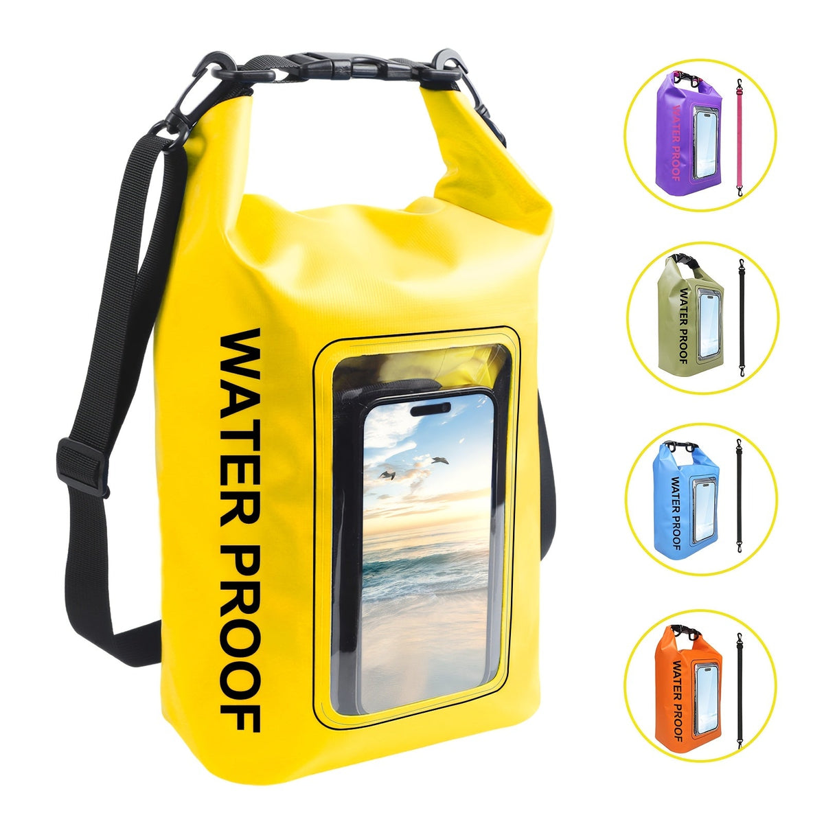 Waterproof Dry Bag Backpack with Touchscreen Phone Window & Roll Top Closure – Lightweight Dry Storage Bag for Men Women | 1.32 2.64 5.28 7.93 10.57 Gal | Travel Swimming Kayaking Camping Beach Boating