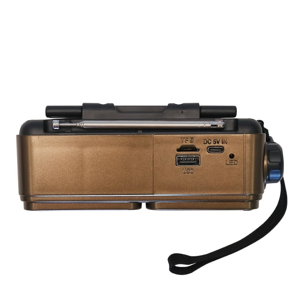 FM Portable Radio R-49BTS Retro Solar Panel Bluetooth Speaker, USB TF Card Playback, Loud Digital Radio for Indoor Outdoor Travel Emergency Camping, Independence Day Gift
