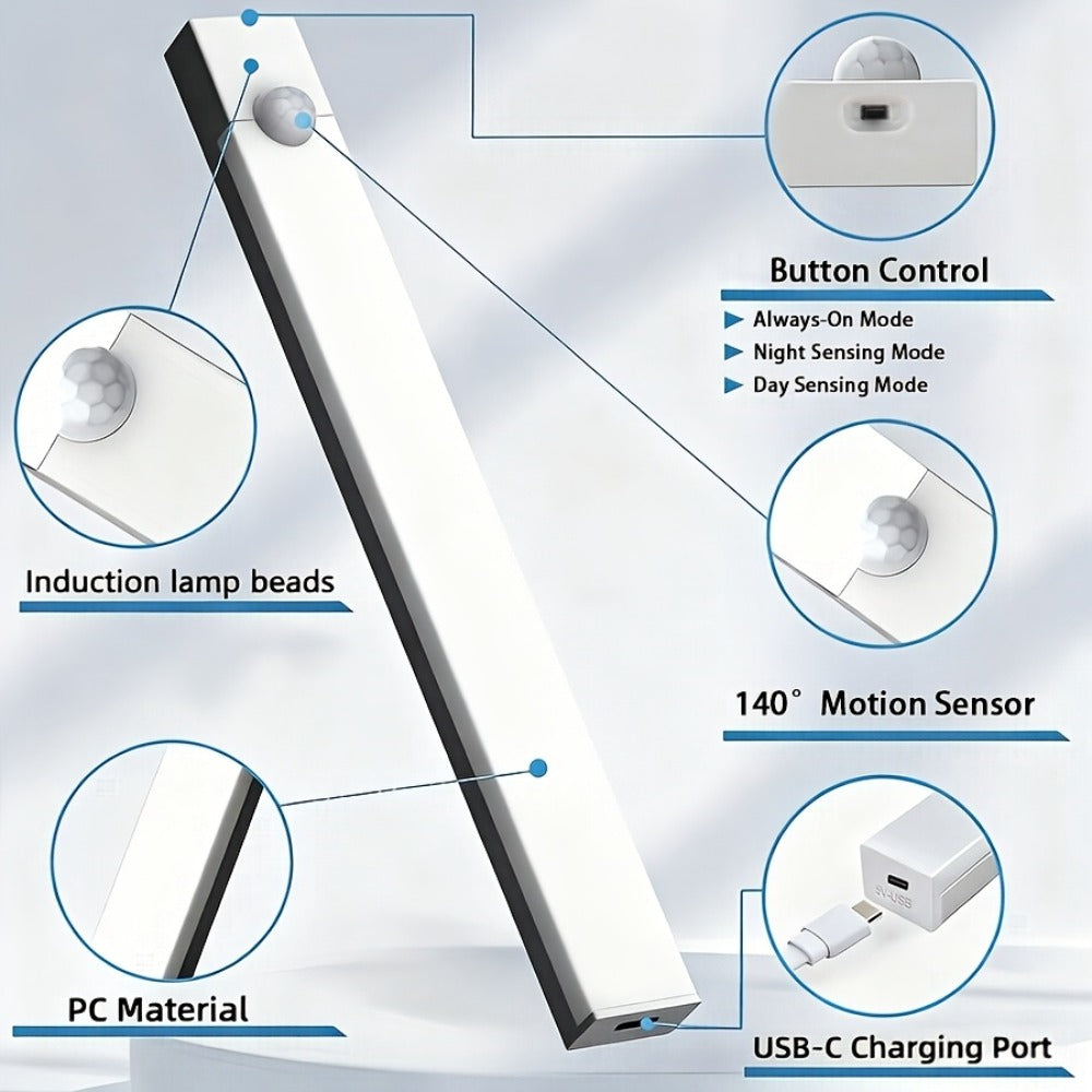 LED Motion Sensor Cabinet Lights USB Rechargeable 3 Modes – Wireless Night Light 6 9 12 Pack 3 Sizes for Bedroom Staircase Kitchen Office Piano Room Dance Studio Bedside Reading