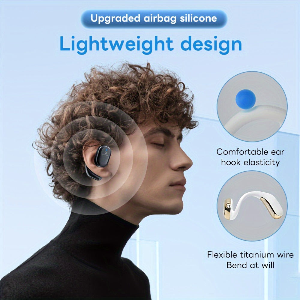 Gionee 90° Suspension Sport Earhook Wireless Earphones, Digital Display Charging Case Noise Cancelling HD Sound, Secure Fit Headphones for Gaming Movies Music Car iPhone Android