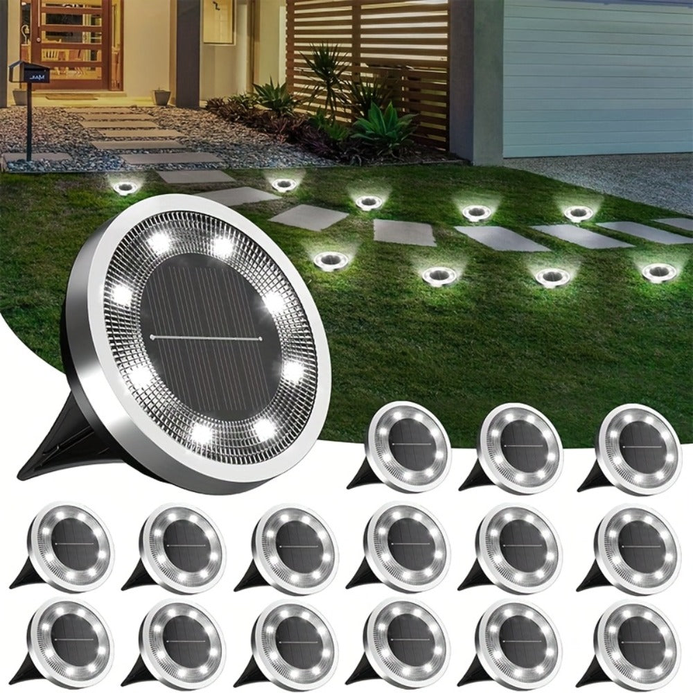 Solar Ground Lights Outdoor 8-Pack 8LED Dimmable Touch Control Waterproof Solar Garden Decorative Lights for Yard Lawn Pathway Park Vegetable Garden Landscape Lighting - Warm & Cool White