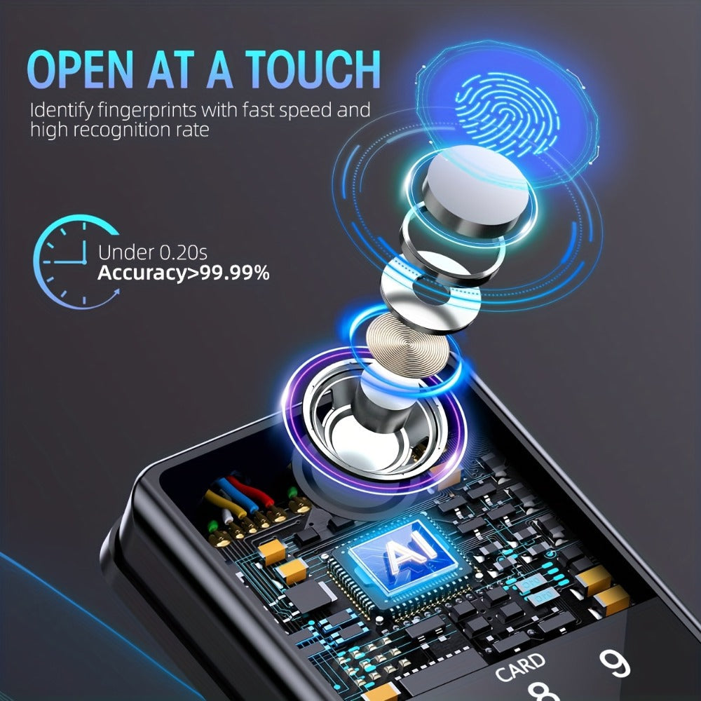 5-in-1 Smart Door Lock with 100 Fingerprints & IC Card - Fingerprint, Passcode, App & Key Keyless Entry for Home, Hotel & Apartment, Multi-User Access, Remote Management, Easy DIY Install