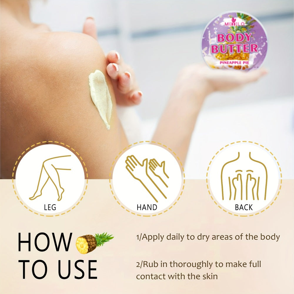 Fruity Body Glaze Set 8 Scents 100g×2 – Pineapple Coconut Strawberry Coffee Peach Doughnut Birthday Cake Non-Greasy All-Day Moisturizing Travel Size Body Lotion Gift for Women