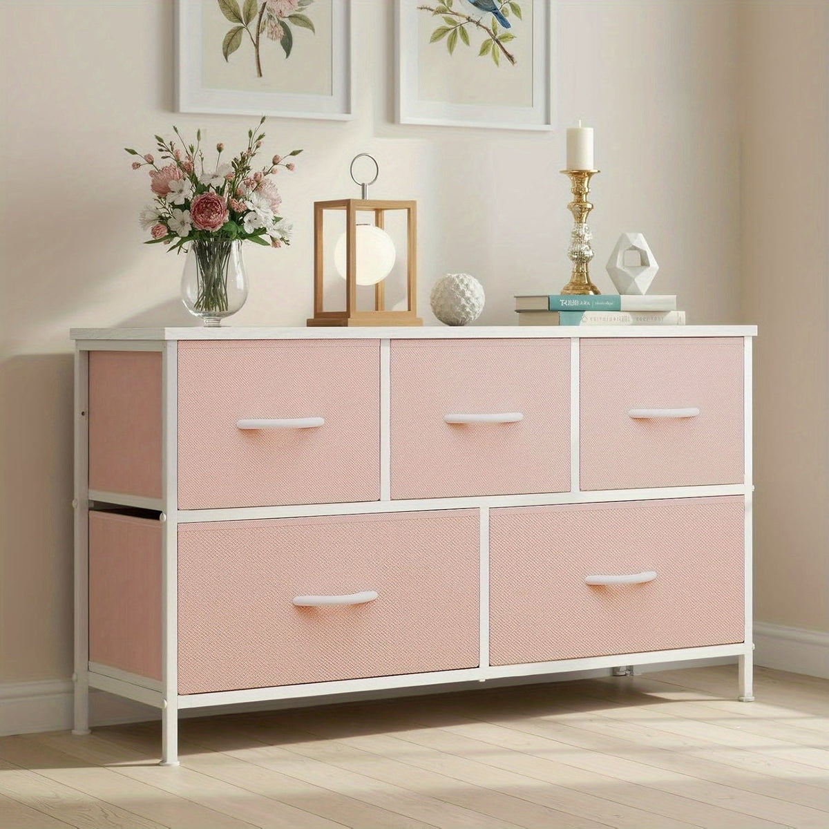 Dresser shown in the pink option