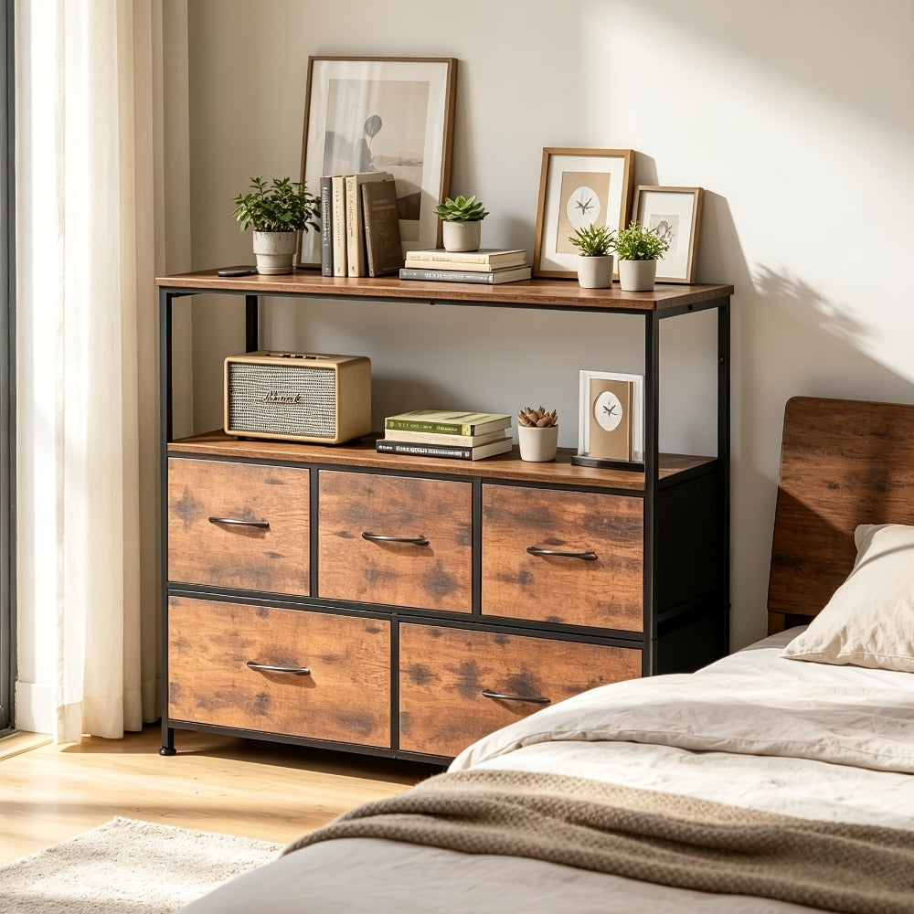 5-Drawer TV Stand with Charging Station for Practical Everyday Home Use in Living Room detail image - detail view 11