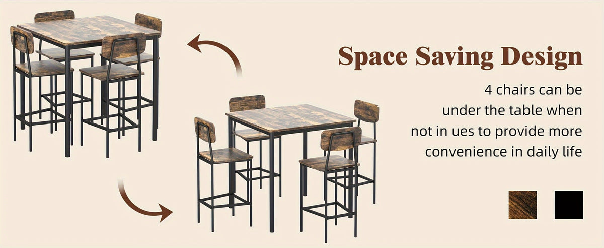 5-Piece Rectangular Dining Table Set for Kitchen and Home Office detail image - detail view 14