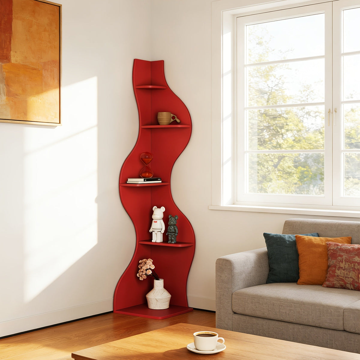Bookshelf shown in the Red option