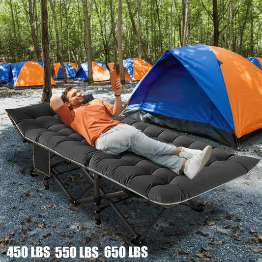 Folding Camping Cot for Adults with Double-Layer Oxford Fabric and Carry Bag