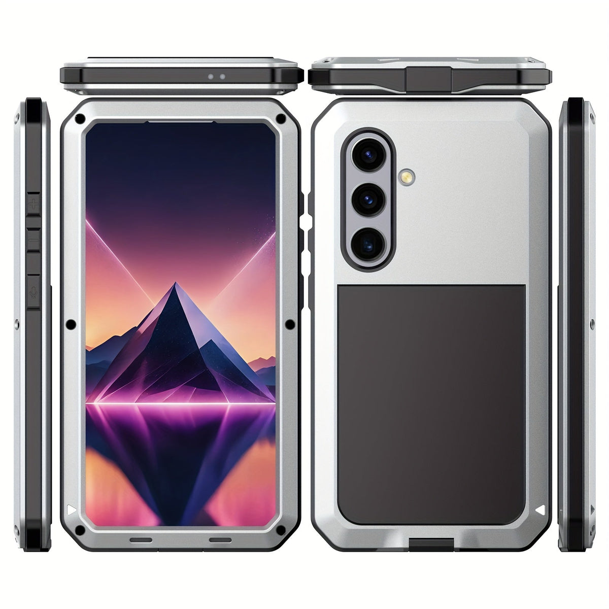 Heavy Duty Samsung Galaxy S24 Ultra Case Rugged Metal with Built-In Glass Screen Protector – Military-Grade Shockproof Dustproof Drop Protection Hard Cover, Compatible with Galaxy S23 Ultra S-Pen