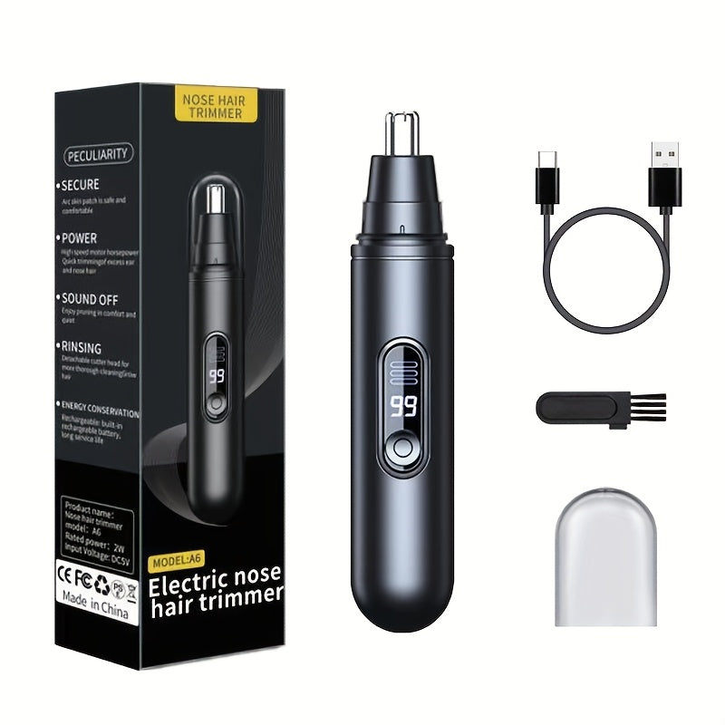 Electric Nose Trimmer with LED Display – USB Rechargeable Painless Facial Hair Removal Device for Men & Women, Nose Ear & Eyebrow Trimmer, Upgraded Grooming Tool, Ideal Gift