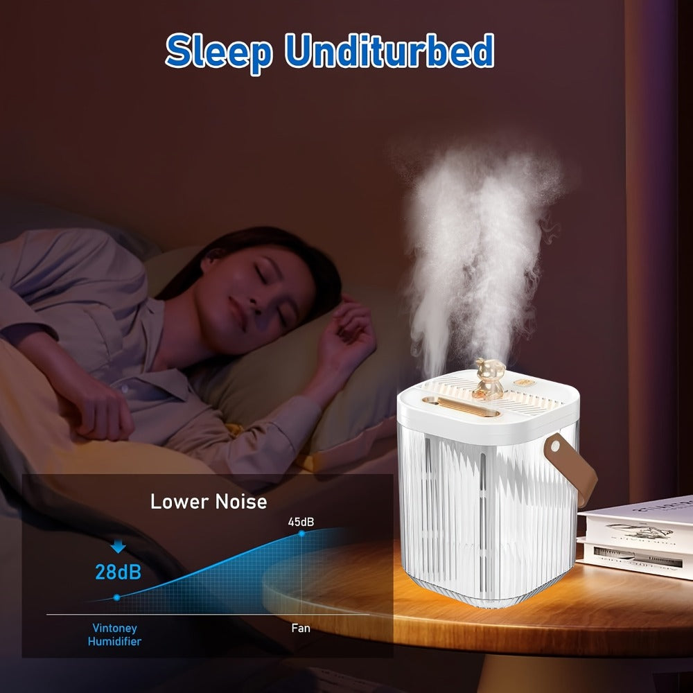 Large Humidifier 2L Smart 2-in-1 with Night Light – Dual Nozzle, 3 Mist Modes, Auto Shut-Off, Dry Burn Protection, Silent Operation, Covers 215 Sq Ft, for Bedroom, Baby Room & Office (Green)