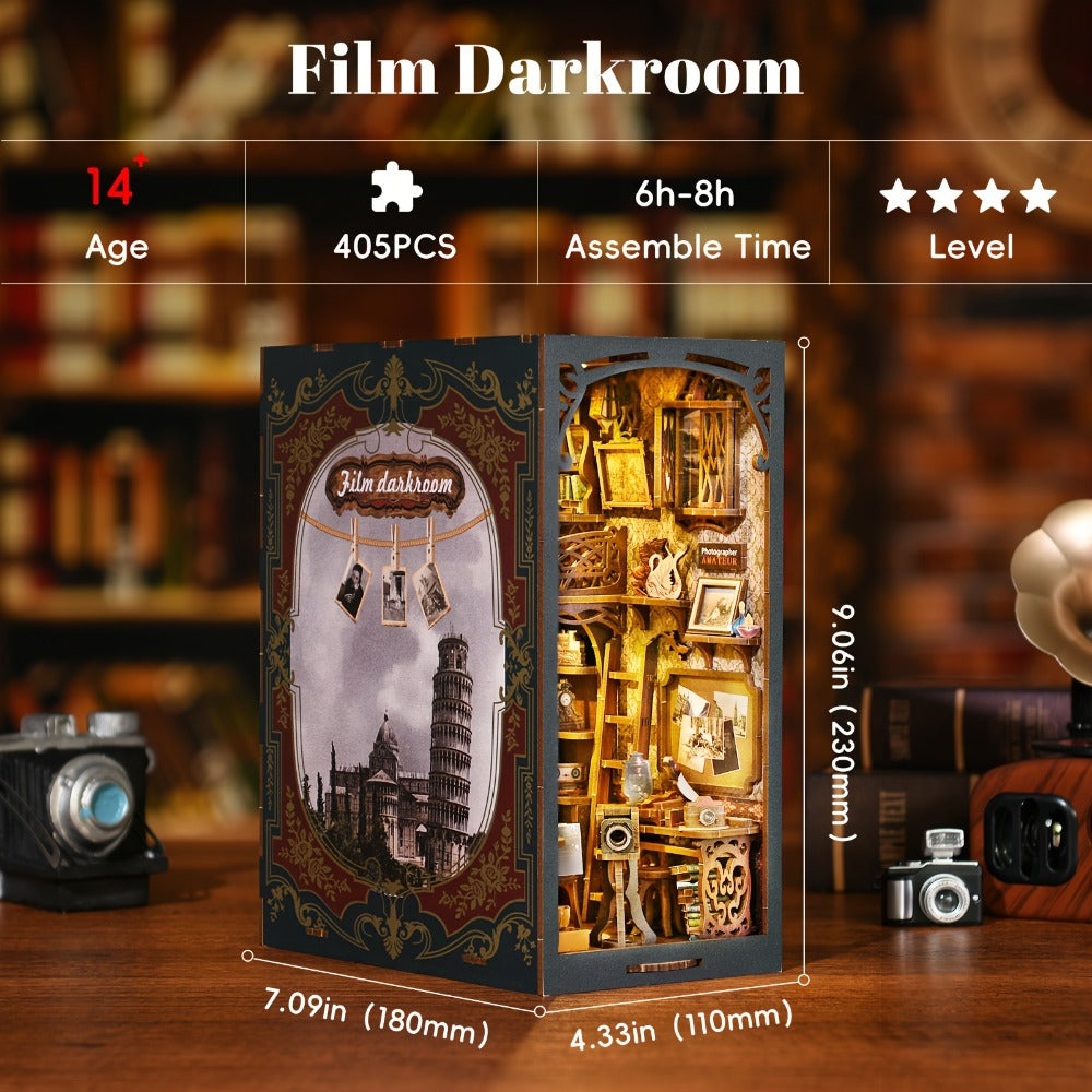 Book Nook Kit – Film Darkroom DIY Vintage Photography Bookshelf Insert
