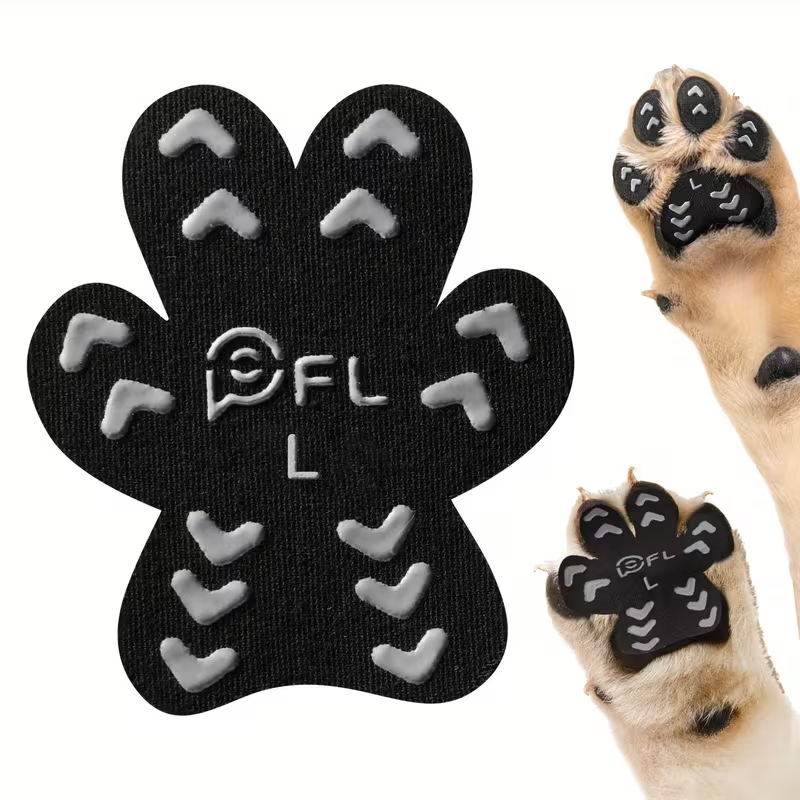 Dog Paw Pads Anti-Slip Sticker Protector 12 Sets 48pcs – Traction Grip Paw Stickers for Senior Dogs on Hardwood Floors, Cuttable Hook & Loop Adhesive Paw Grips, Sizes L to 3XL