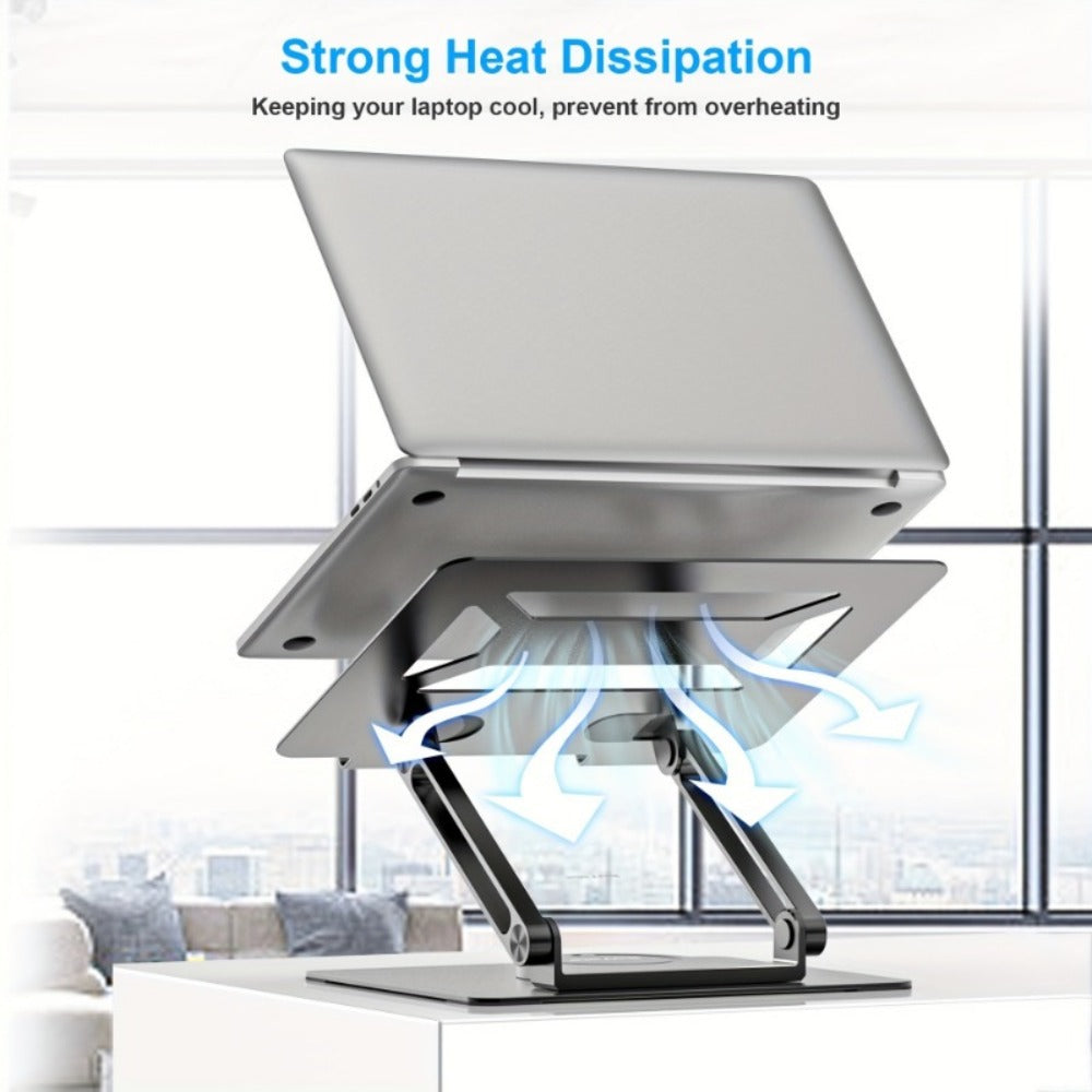 360° Swivel Ergonomic Laptop Stand Adjustable Foldable Compatible with MacBook Pro Air and All Laptops up to 17 Inch Portable Desk Riser for Home Office Remote Work Presentations Black Silver