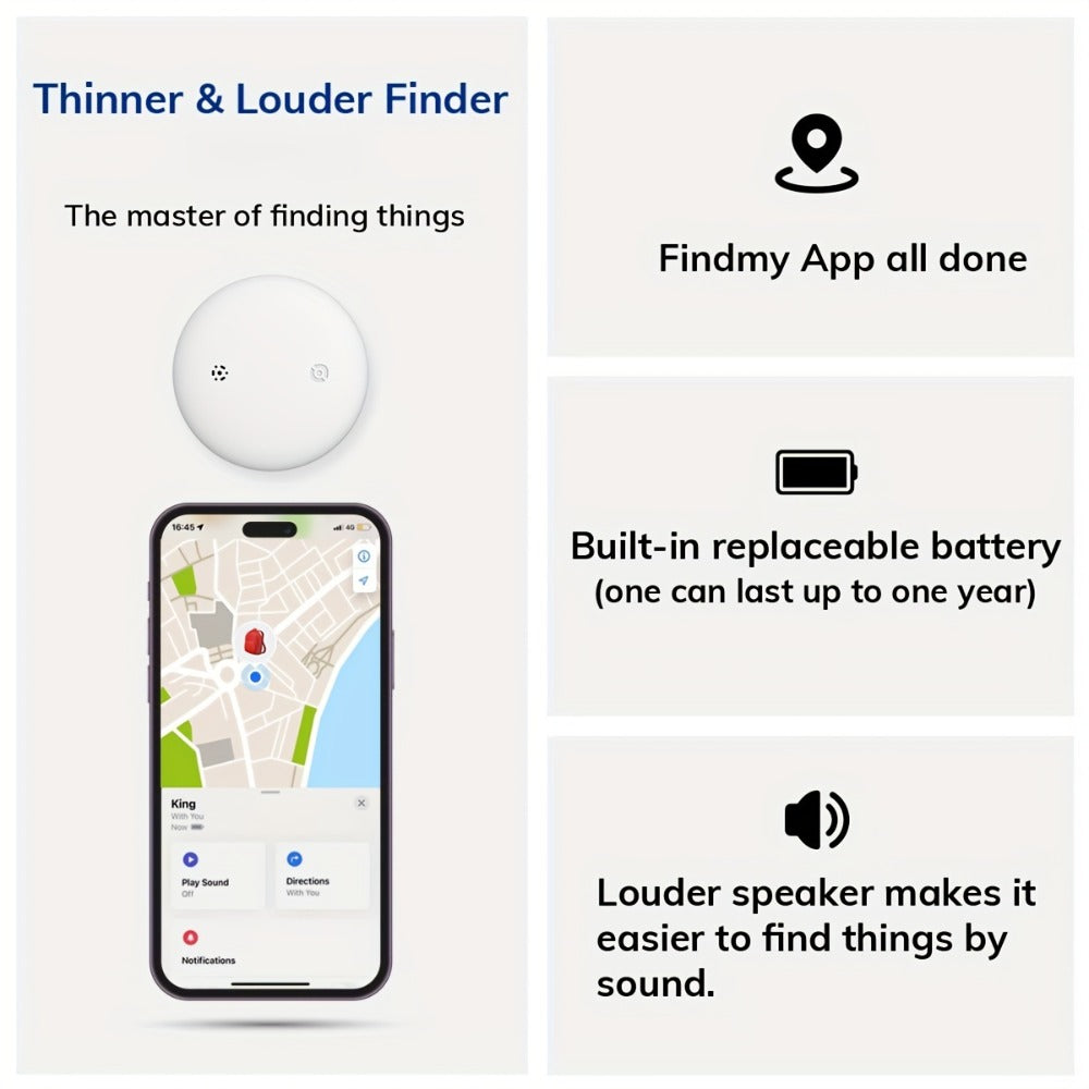 Apple Find My Tracker 2 Pack AirTag-Size Bluetooth Key Finder with Keychain Holder – Anti-Lost Locator for Keys Pets Bags Luggage, 1-Year CR2032 Battery, iOS Smart Tag, Tech Gift for iPhone Users