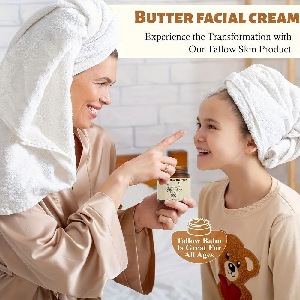 Whipped Beef Tallow Balm for Face & Body 4oz - Grass-Fed with Honey, Natural Non-Greasy Deep Moisturizer for Dry & Sensitive Skin, Vitamins A D E K, Unrefined Formula for Women & Men