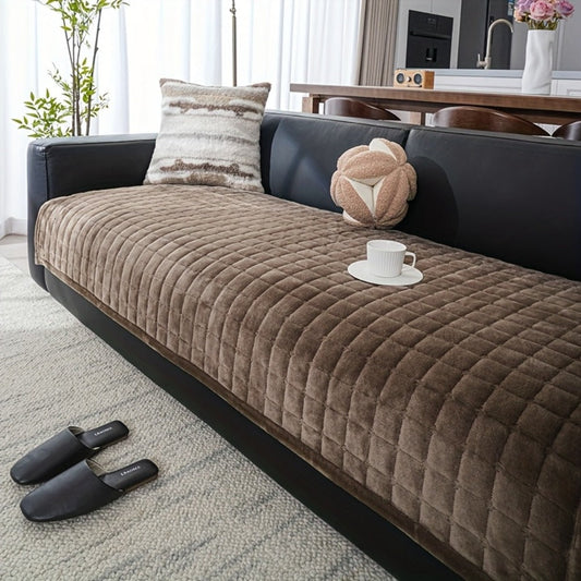 Flannel Sofa Cushion Cover, Machine Washable with Non-Slip Design in Three Sizes