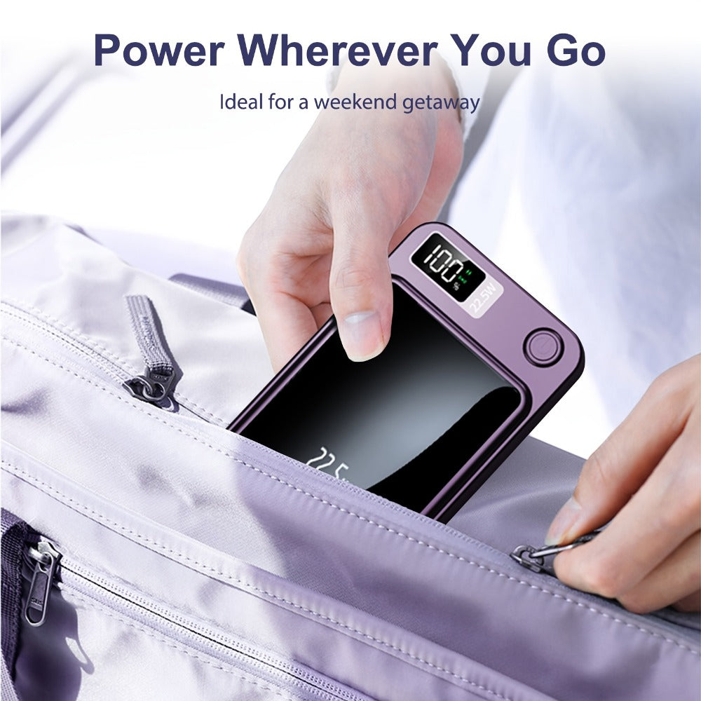 MagSafe Compatible Magnetic Wireless Power Bank 5000mAh 10000mAh – 22.5W PD20W Fast Charging Portable Charger with LED Display, Dual Output & Dual Input for iPhone 17 16 15 14 13 12 & Android