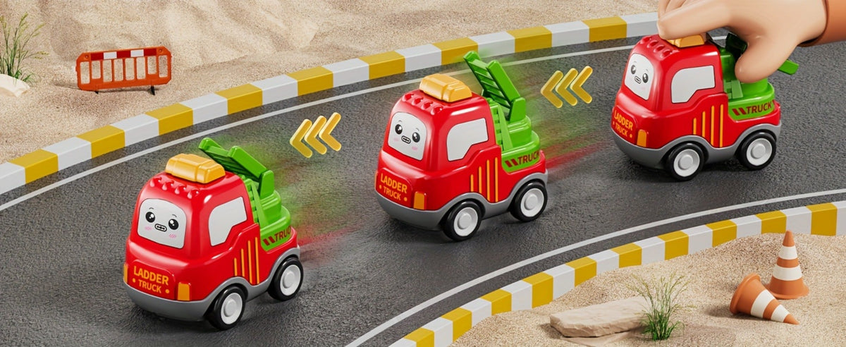 Car Carrier Truck Toy with 6 Cars, 16.9" Transport Construction Truck with Lights & Sounds