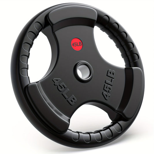 Rubber-Coated Weight Plates with 2-Inch Holes, Iron Core and Grip Design
