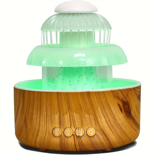 Cool Mist Humidifier with Rain Sound, 8-Color Night Light and Essential Oil Diffuser, White