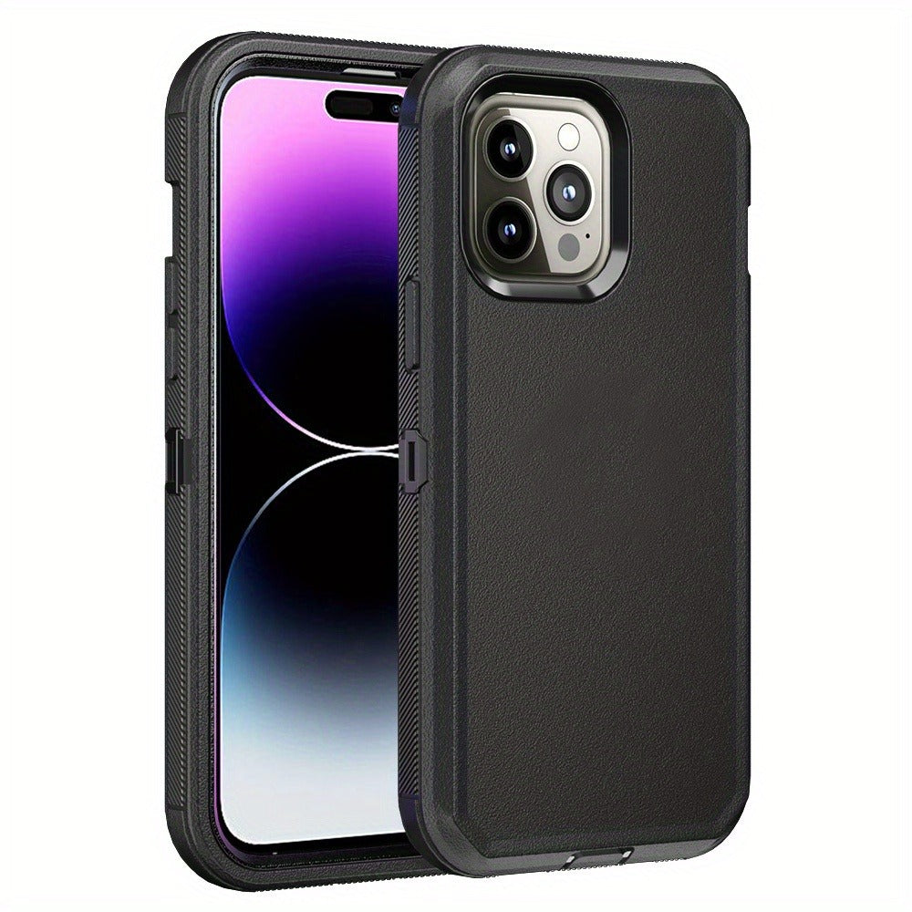 Shockproof Armor iPhone 14 Case Heavy Duty TPU PC Dual Layer Drop Protection Rugged Cover for iPhone 14 Pro Max 14 Plus 14 Pro 14 Wireless Charging Compatible – 3 Colors Black Orange Blue