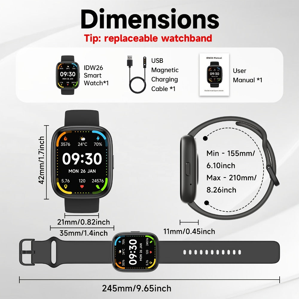 Alexa Built-in Waterproof Smartwatch 1.83" HD – Wireless Calling, 100+ Sport Modes, Heart Rate SpO2 Sleep Tracker, Optional Woven Strap – Unisex Black Green Purple Pink Gold White iPhone & Android