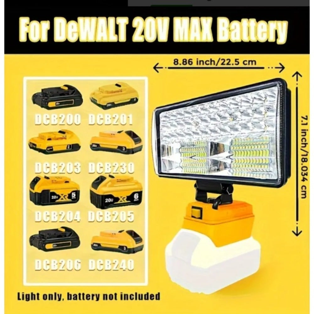 Cordless LED Work Light for DeWalt 20V Battery – 30W/90W 1800/5400 Lumen LED Floodlight | Battery Powered Work Light for Automotive Repair, Construction Site & Emergency Lighting | Battery Not Included