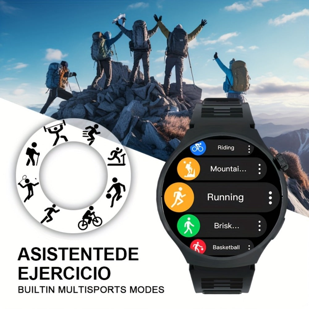 Unisex Smartwatch 1.52" HD Full Touch Screen, Wireless Calling & Text Messages, Multi-Sport Fitness Tracker, Remote Camera Control, Premium Alloy Case & Silicone Strap, USB Charging – Android & iPhone Compatible