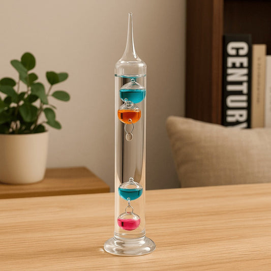 Galileo Thermometer with Multicolor Floating Glass Spheres, 9.5-Inch Indoor Display