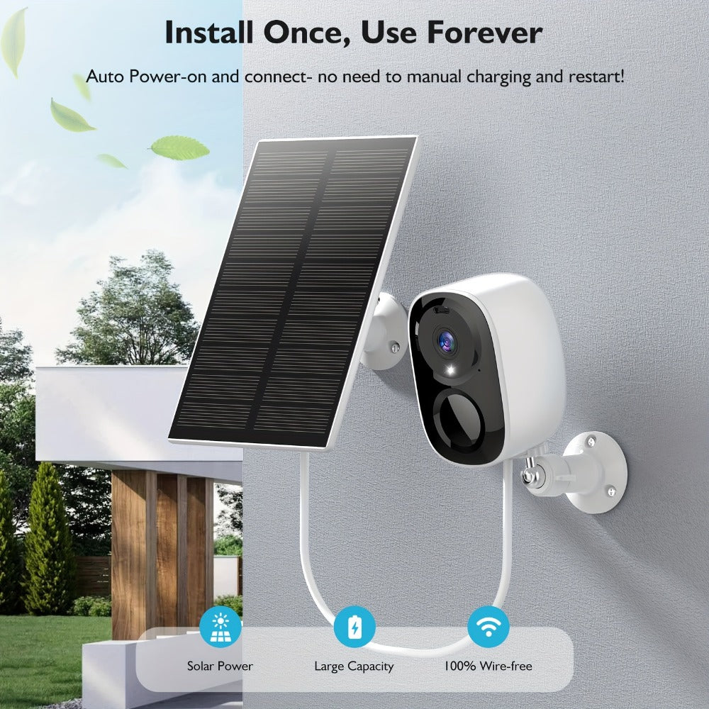Solar Outdoor Security Camera 2K 3MP Wireless, Dual Band 2.4GHz/5GHz WiFi, AI Motion Detection, Spotlight, Color Night Vision, Two-Way Audio, Cloud & SD Storage – No Monthly Fee Battery Powered CCTV