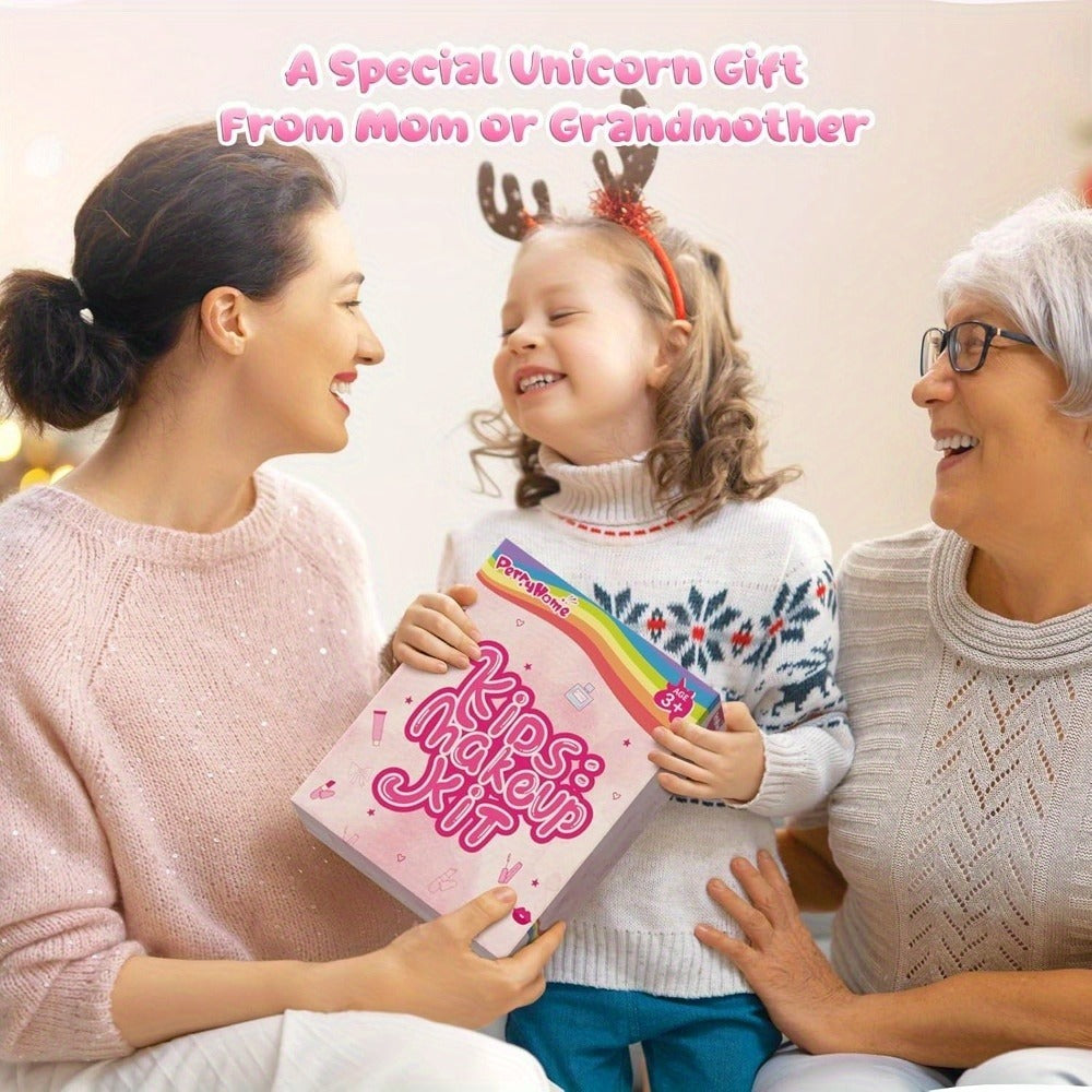 Kids Makeup Set with Crossbody Coin Purse, Washable Princess Cosmetics for Dress Up & Role Play