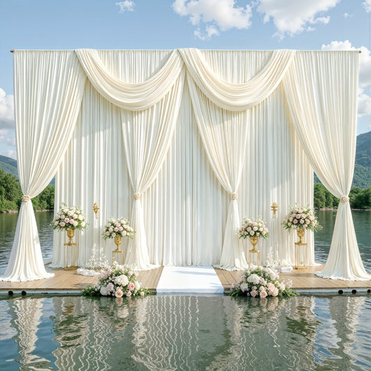 Photography Backdrop 4-Pack 5x10ft Polyester Spandex Background Cloth | Wrinkle-Resistant, Soft & Smooth with Pole Pockets | Wedding, Birthday, Banquet, Party & Event Decoration Curtains
