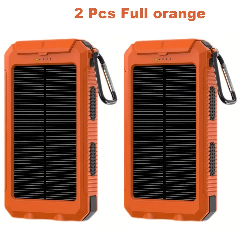 2-Pack Solar Power Bank 20000mAh 40000mAh Portable Dual USB Fast Charging with Built-In LED Flashlight - Emergency Solar Charger for Hiking Camping Outdoor Survival, Compatible with iPhone Android Samsung