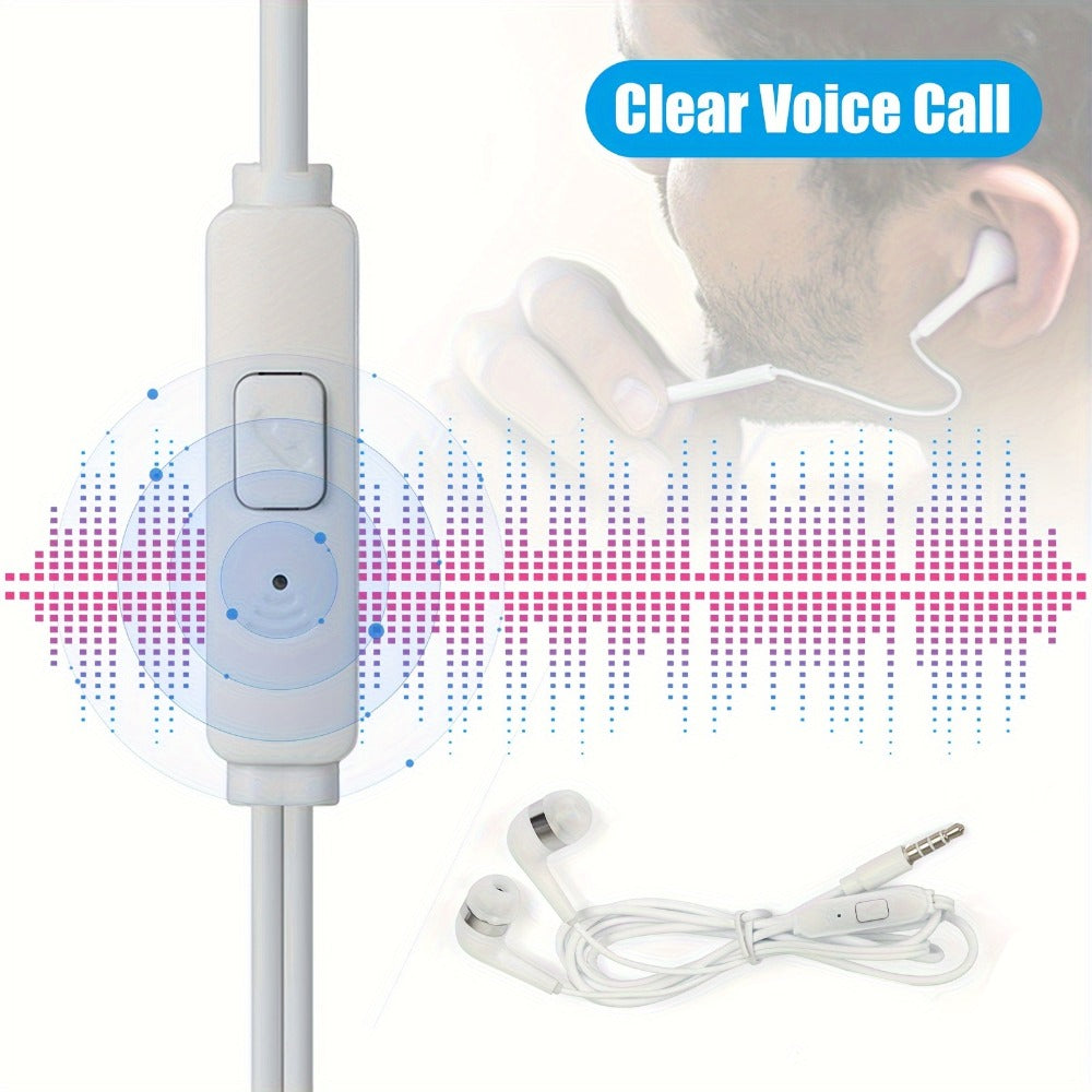 10 Pack Wired Earphones 3.5mm Bulk In-Ear Headphones Built-in Mic Volume Control Universal Compatible Samsung Huawei Xiaomi Android School Classroom Office Wholesale White