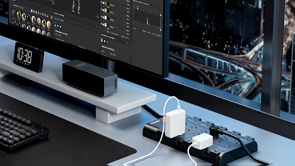 Gaming Room Surge Protector Power Strip 28-in-1 with 22 AC Outlets 6 USB Ports 24W 2100 Joules 1875W 15A Flat Plug Wall Mount Switch 5 7 13ft Extension Cord for Home Office Dorm Gaming Setup – Black