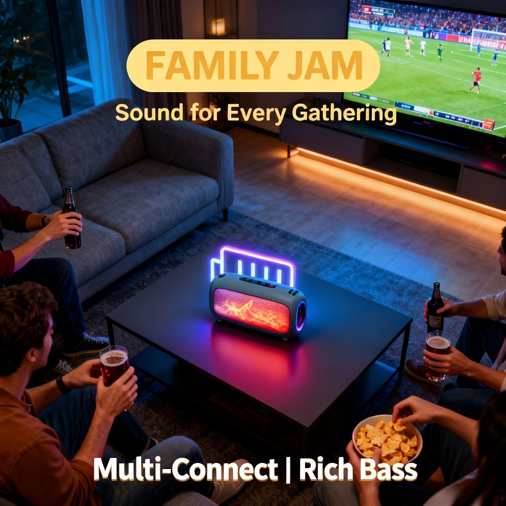 LED Light Bluetooth 5.3 Speaker with TWS Pairing – 1800mAh All-Day Playtime, Bass Boost, AUX & TF Card Input, Small Portable Wireless Speaker for Outdoor, Gift Idea