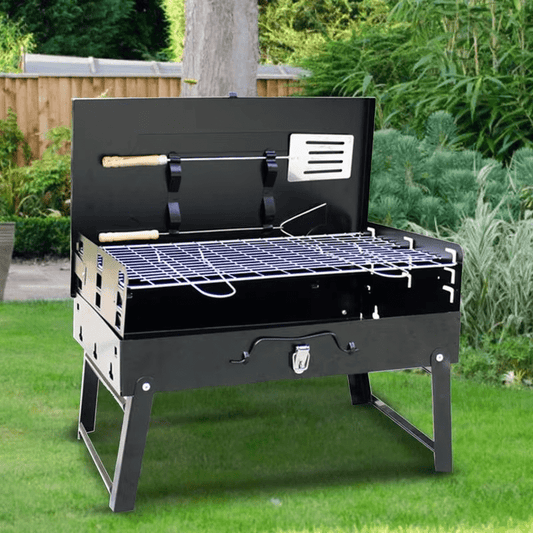 Portable Charcoal BBQ Grill, Foldable Tabletop Design for Camping and Picnics