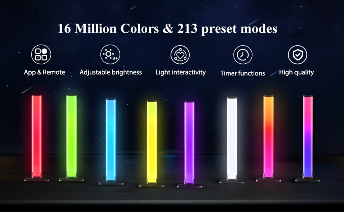 RGBIC Atmosphere Light with Music Sync - Desktop Ambient Light, App & Remote Control, Alloy Body, Multi-Mode Color Adjustment, USB 5V Powered, Single or Pair for Gaming Room, Bedroom & Desk Setup