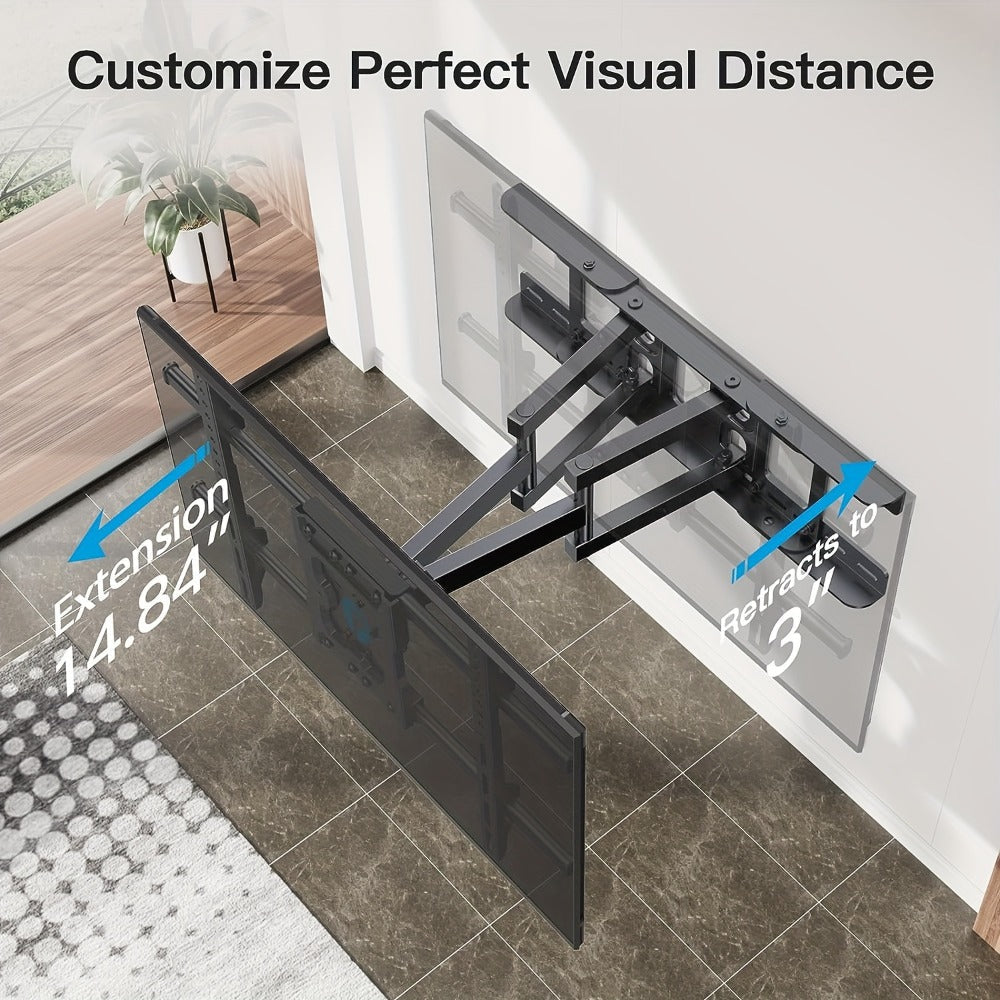 Full Motion TV Wall Mount 37-75 Inch – Heavy Duty Dual Arm Swivel Tilt, 132 lbs Capacity, VESA 600x400mm, Extends 15.4 Inch, Fits LED LCD OLED Flat Curved Screens, Cable Management Included