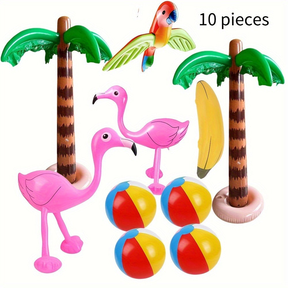 Hawaiian Luau Inflatable Party Decorations, 10-Piece Tropical Set
