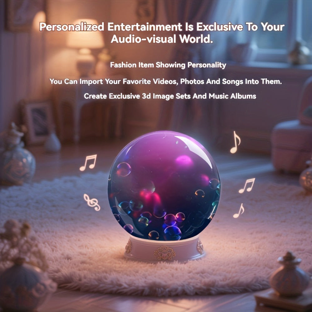 Crystal Ball Video Player Gift 2.7 Inch LED Light-Up Digital Sphere - Upload Your Own Videos & Photos, Personalized Keepsake for Anniversary Birthday Wedding Valentine Christmas, 3 Colors