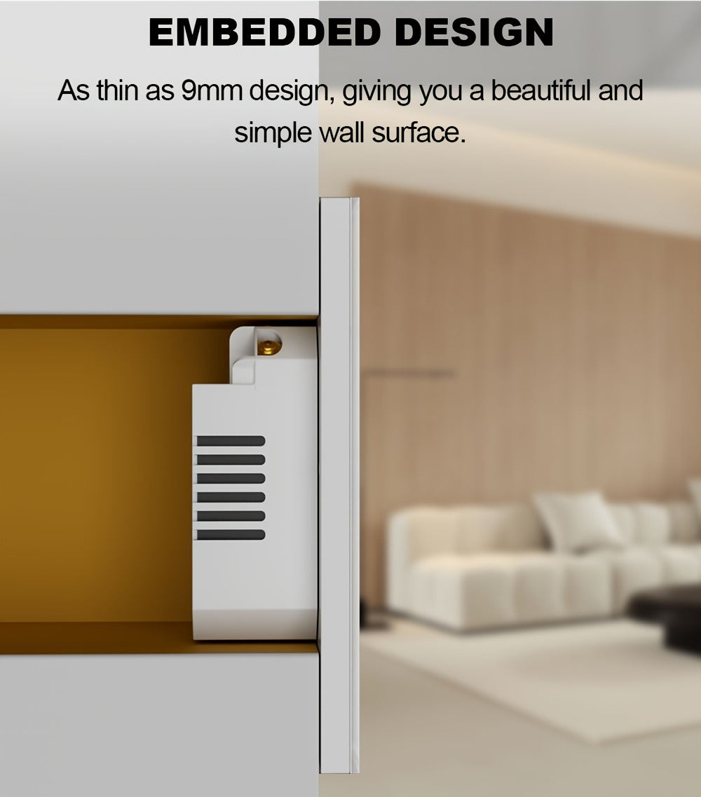 White Glass WiFi Bluetooth Touch Screen Smart Switch 1/2/3/4 Gang – Scratch-Resistant, Works with Alexa & Google Home, Tuya App, Smart Scenes, Timer, Share Function, 600W/Gang, Neutral Required