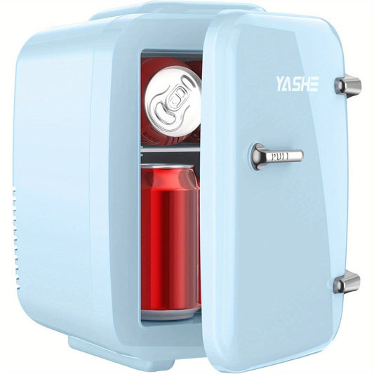 Mini Fridge, 4L 6-Can Thermoelectric Cooler and Warmer with 110V AC & 12V DC Power