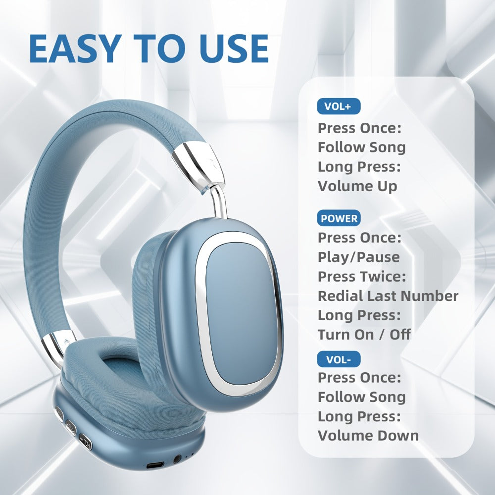 Noise Canceling Wireless Over-Ear Headphones Bluetooth 5.3 Metal 90° Rotating Earpads 6-8Hr Playtime for Music Gaming Commuting iOS Android Windows Compatible
