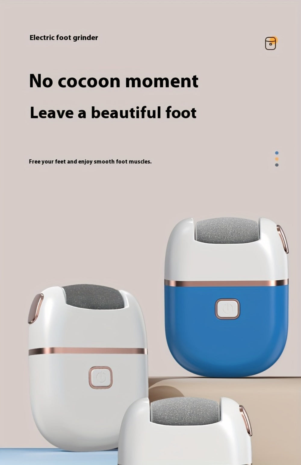 Callus Remover for Feet Electric Rechargeable Foot Grinder with 3 Grinding Heads & 2 Speed Settings – USB Portable Pedicure Tool for Cracked Heels Dry Dead Skin Removal Women Men