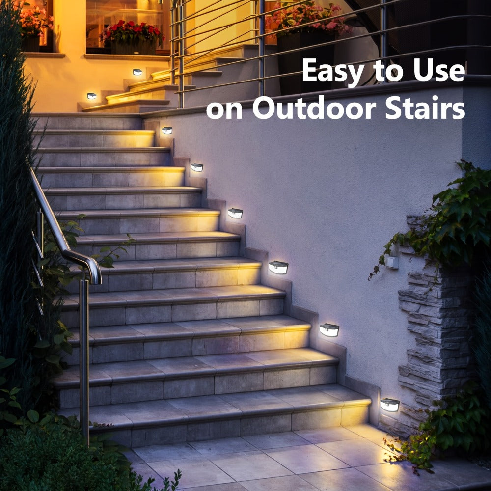 Solar Step Lights Outdoor 120 LED Motion Sensor – 270° Wide Angle IP65 Waterproof Wall Light with 3 Modes | 18-Hour Solar Powered Stair Light for Pathway, Fence, Garage & Deck | 4/6/8 Pack
