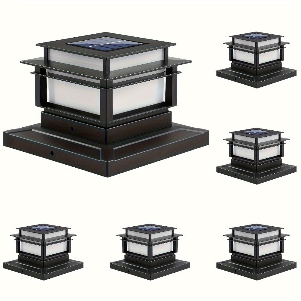 Solar Post Cap Lights for Fence Deck 6 Pack - Outdoor Bright LED Waterproof Auto Dusk to Dawn for Garden Porch Patio Stair Railing Newel Post Driveway Pillar Decoration